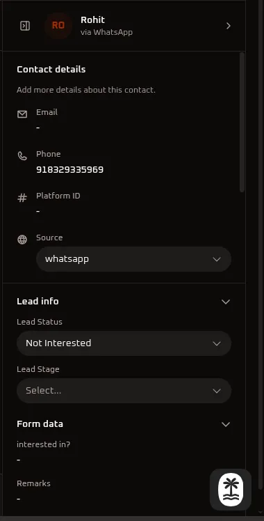 Whitestart Inbox CRM Detail Panel