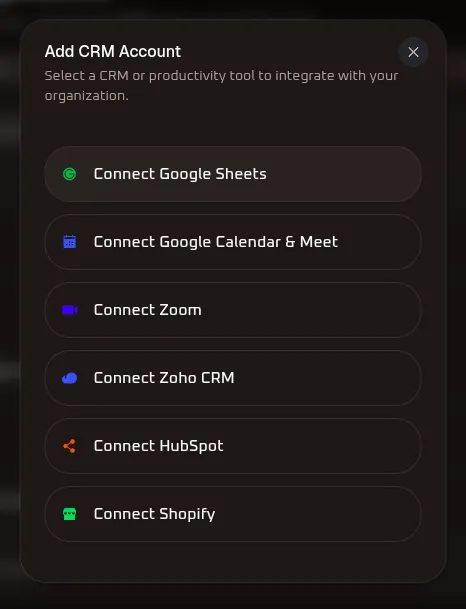 Add CRM Account Modal