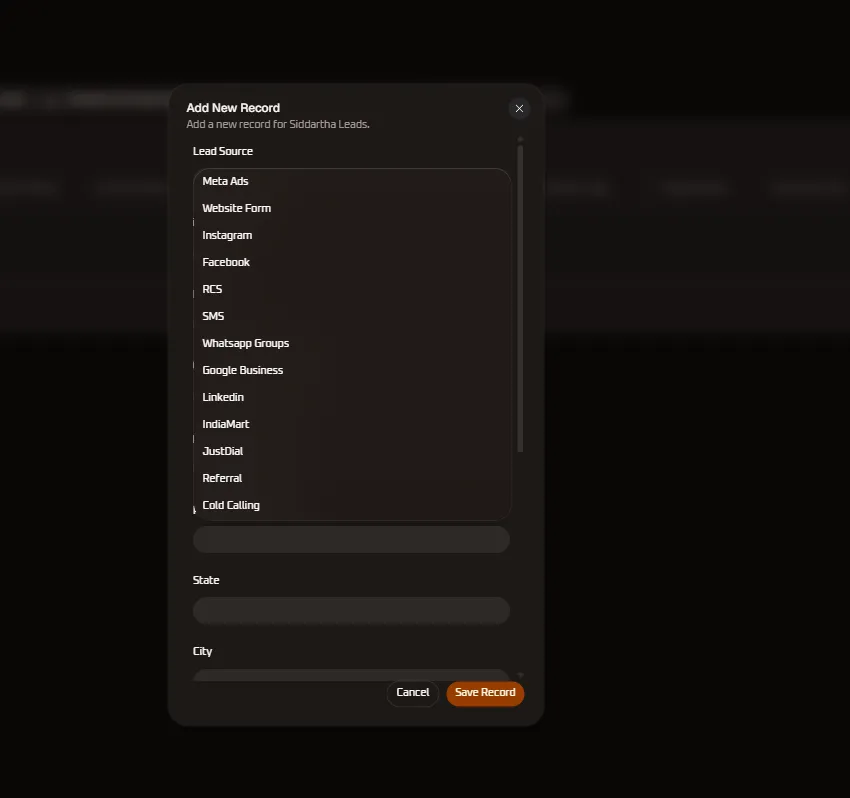Lead Source Options