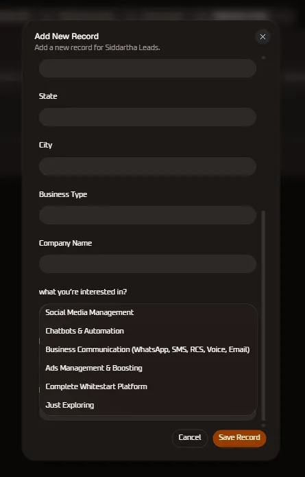 Service Interest Options