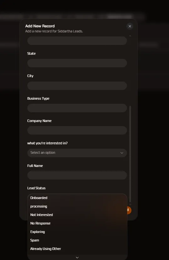 Lead Status Options