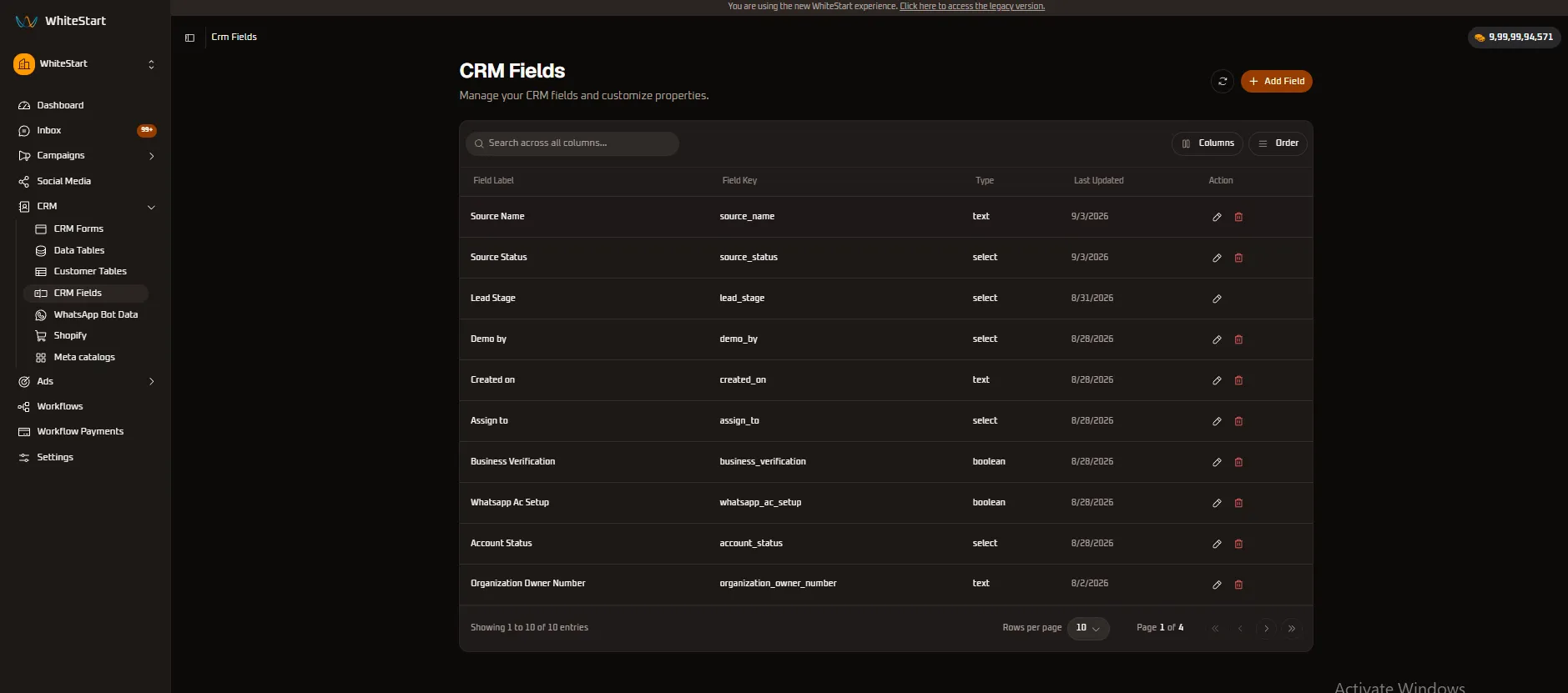 CRM Fields Console
