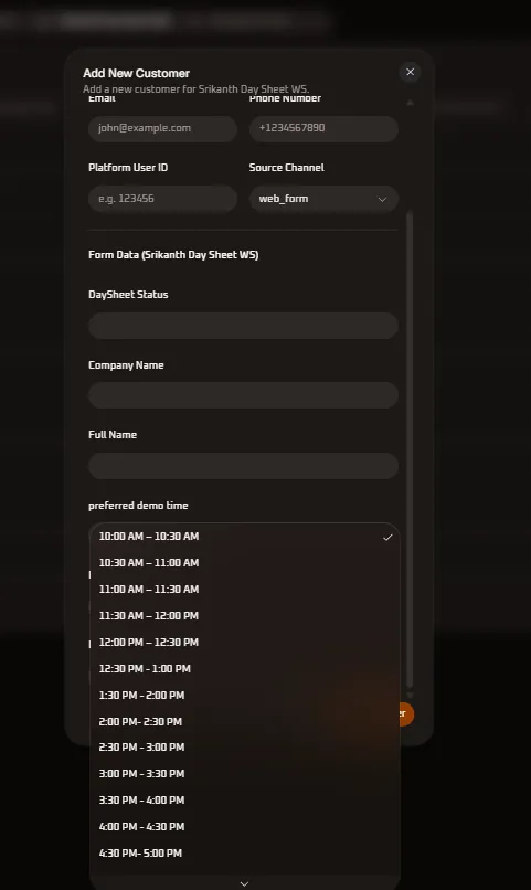 Preferred Demo Timeslots