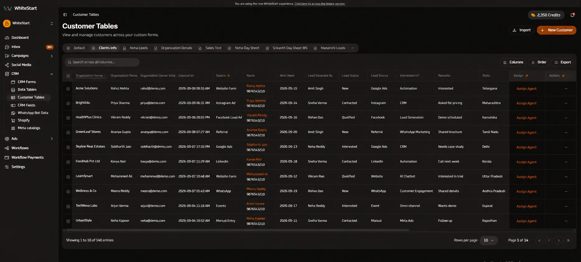 Clients Info Tab