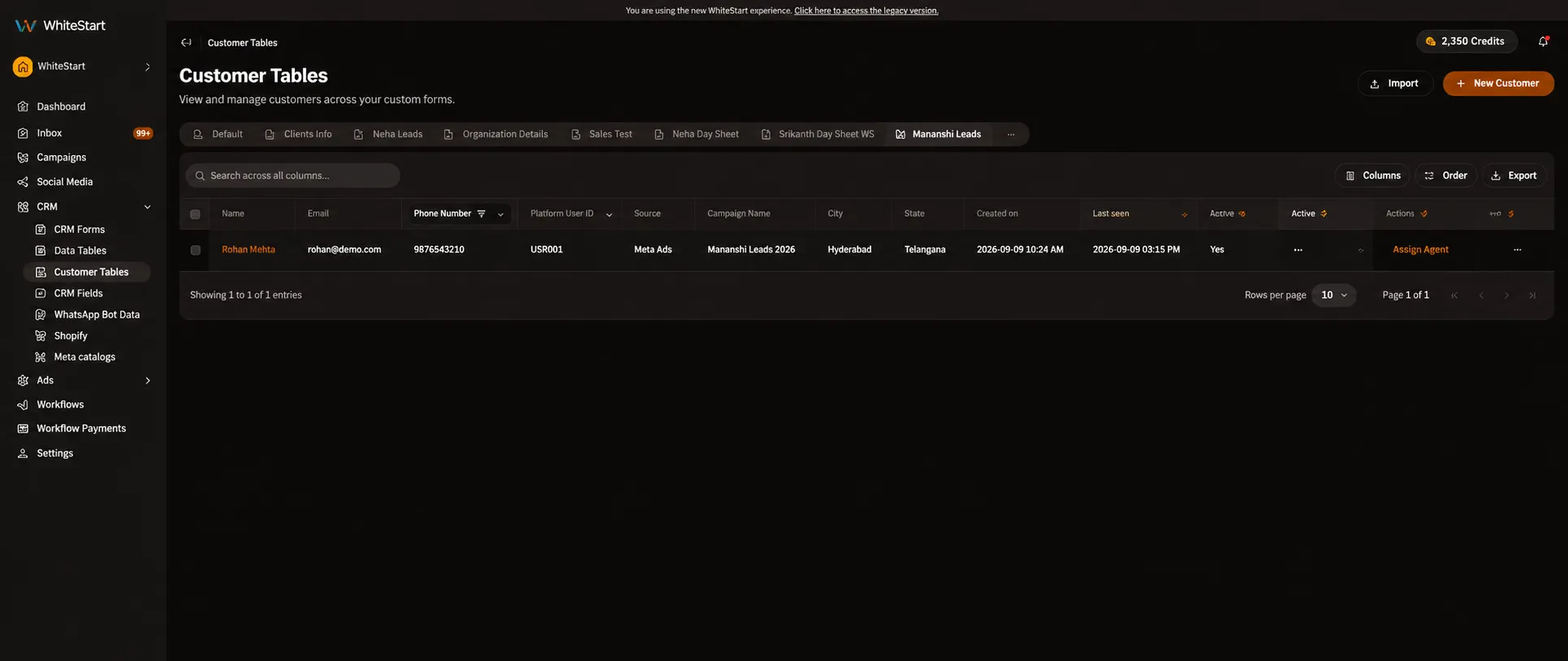 Activity and Engagement Tracking Tab