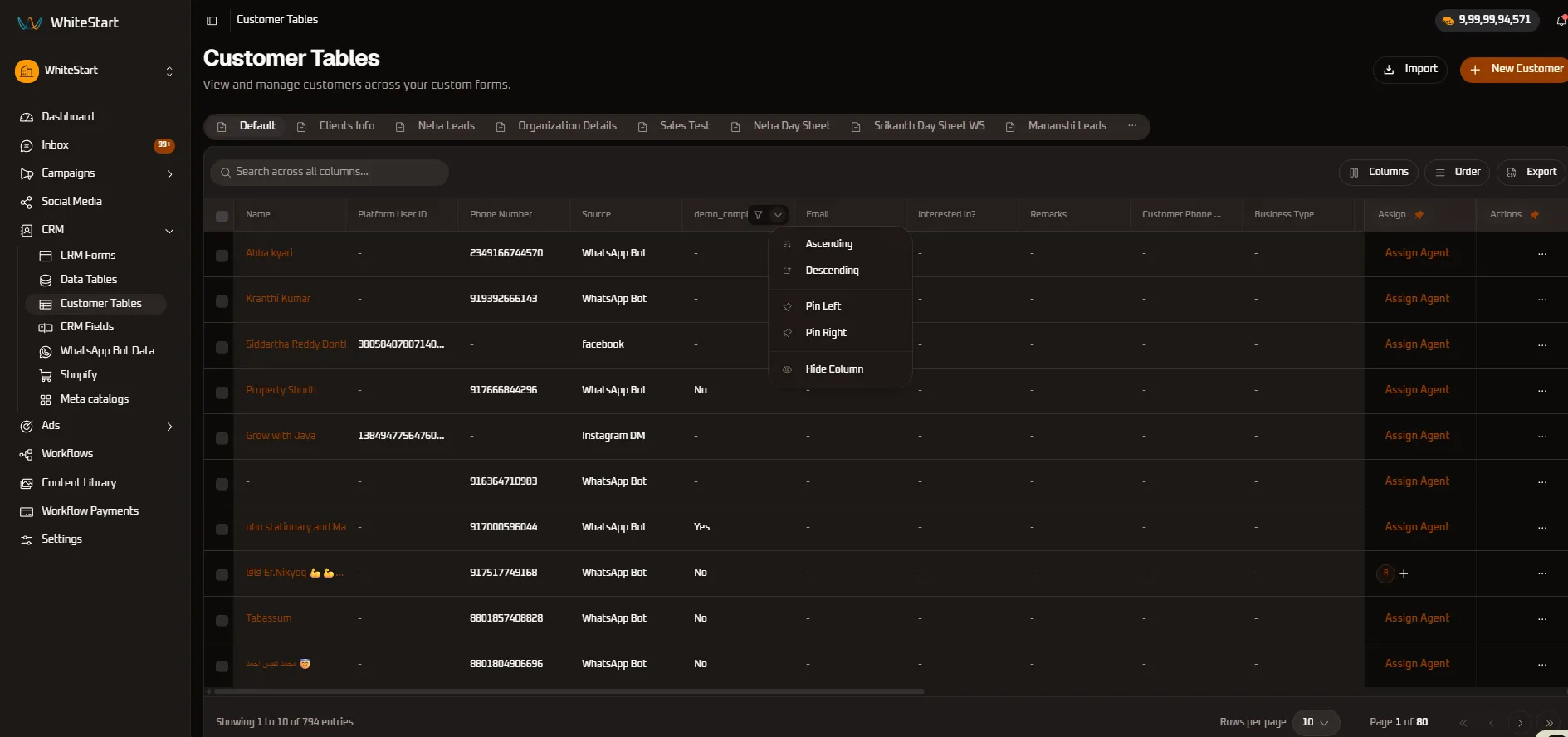 Demo Completed Column Controls