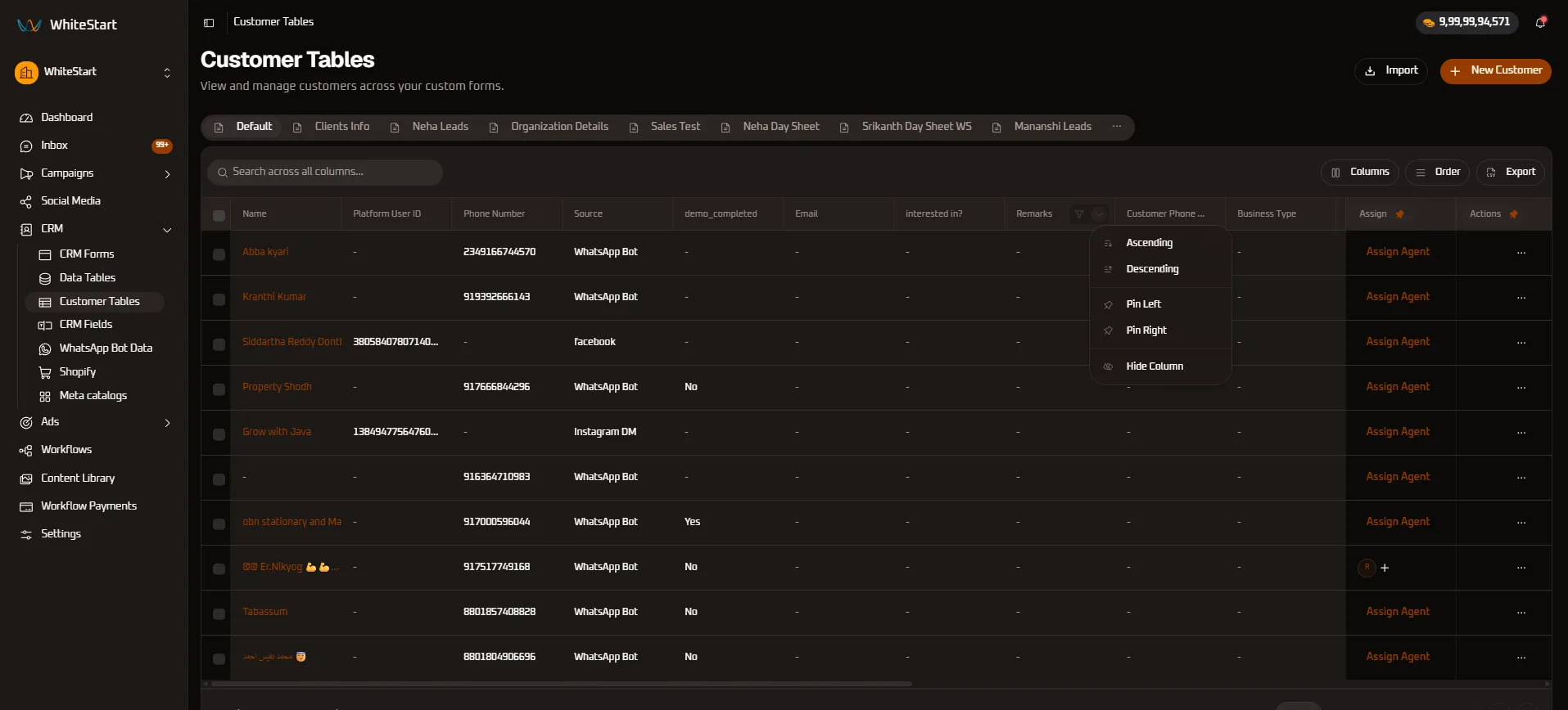 Remarks Column Controls