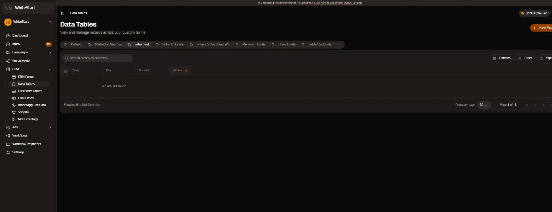 Sales Test Tab