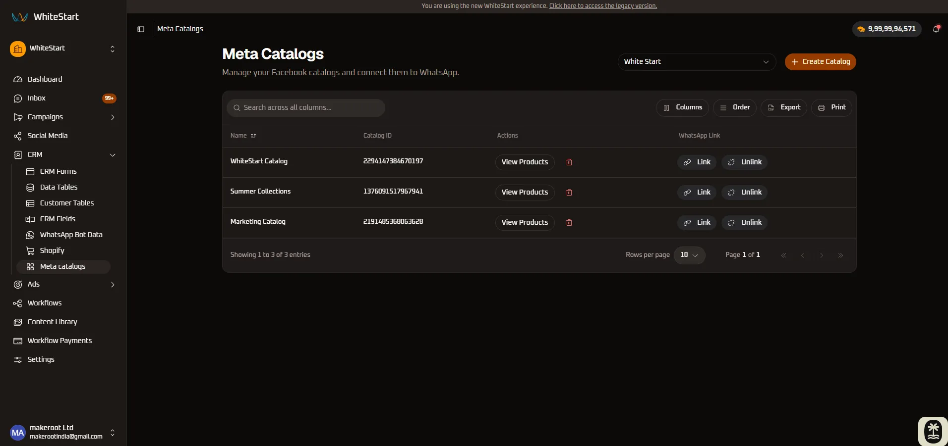 Meta Catalogs Console