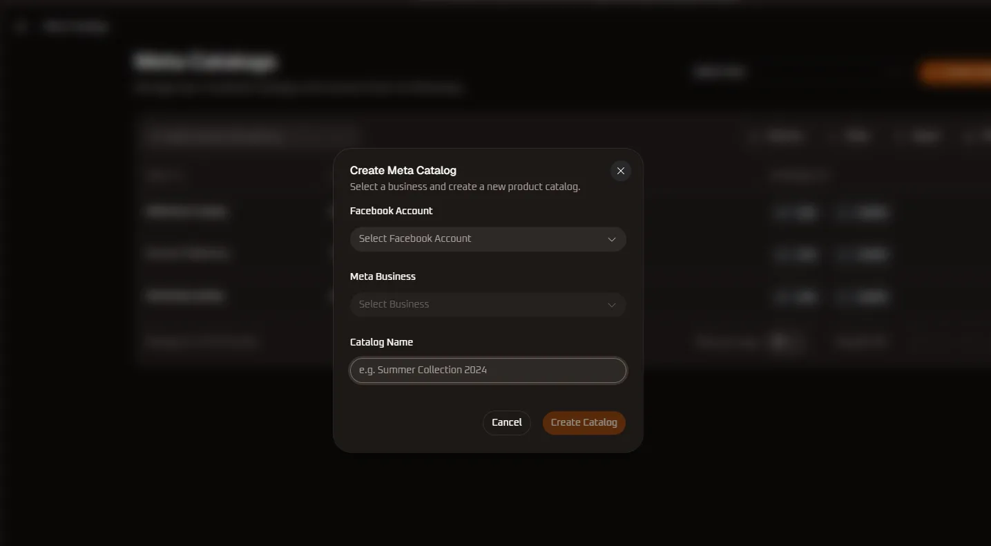 Create Meta Catalog Modal