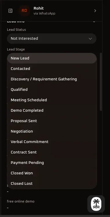 Whitestart Inbox Feed lead stage
