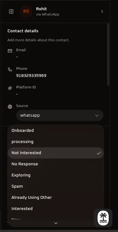 Whitestart Inbox Feed lead status