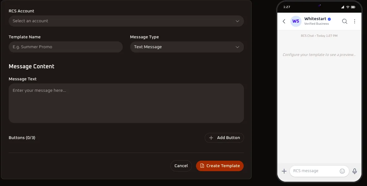 WhiteStart RCS Text Message Builder