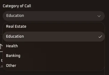 WhiteStart Smartping Voice Category of Call Selector