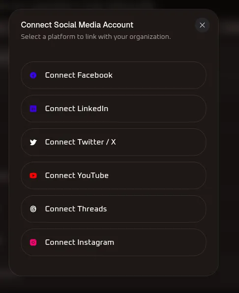 Connected Social Media Accounts List