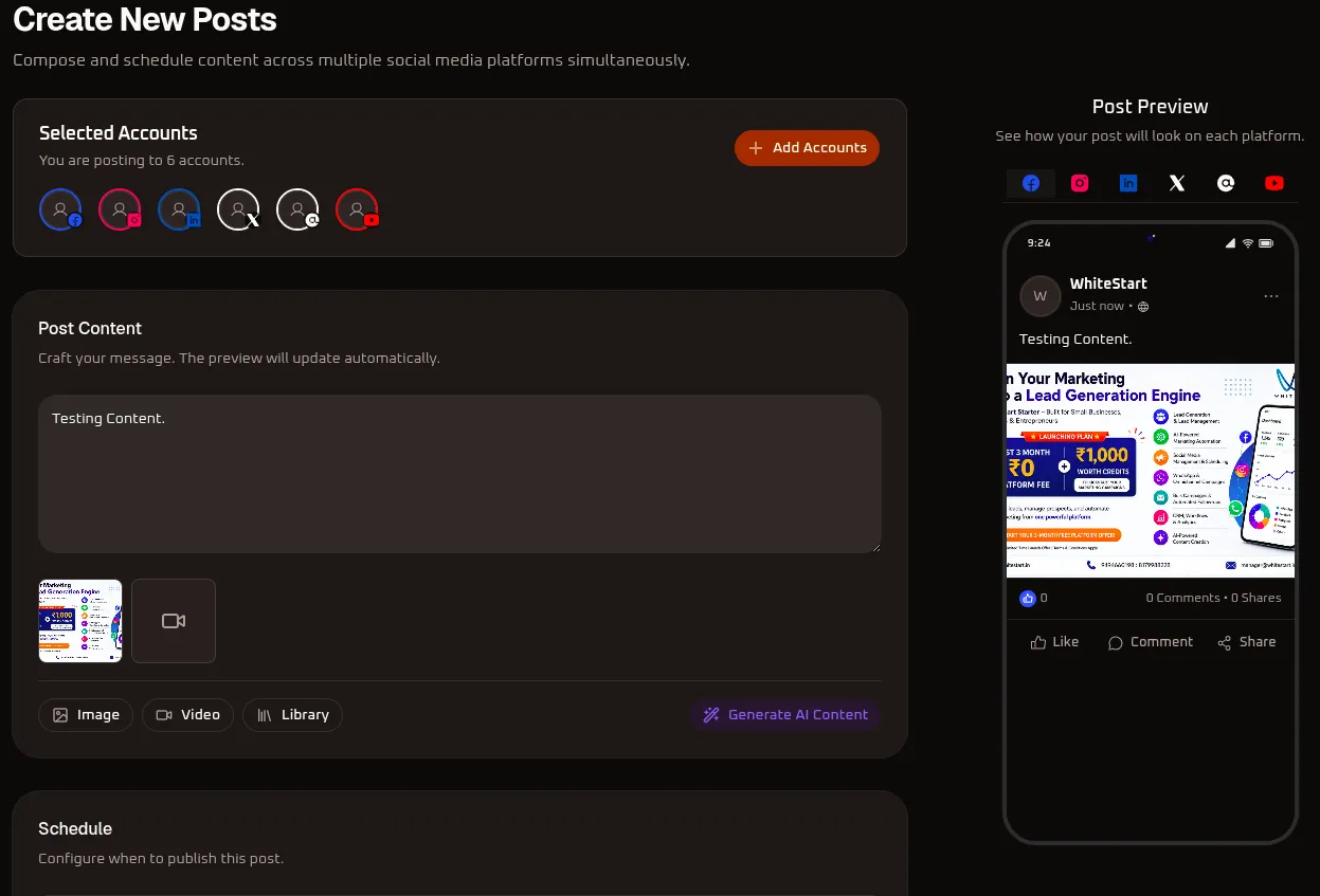 WhiteStart Create New Post Fields Filled