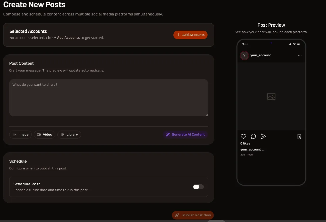 WhiteStart Create New Post Composer