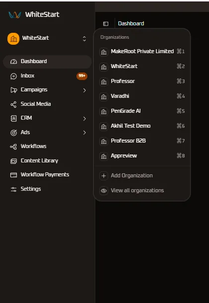 Sidebar Organization Switcher