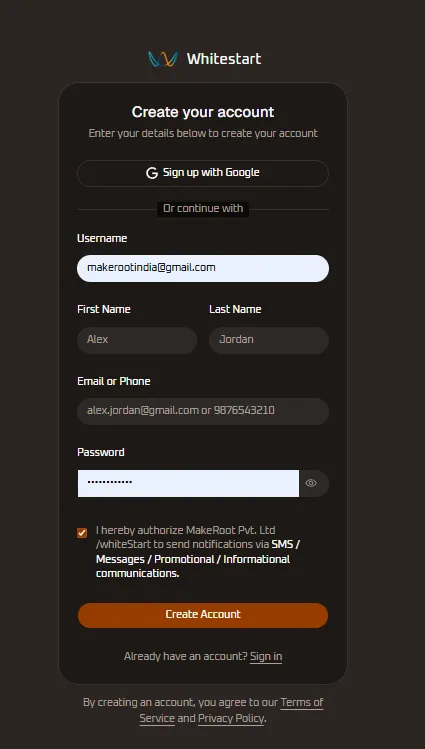 Create Account