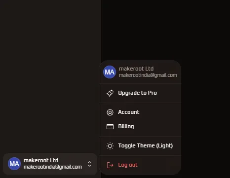 User Profile Menu