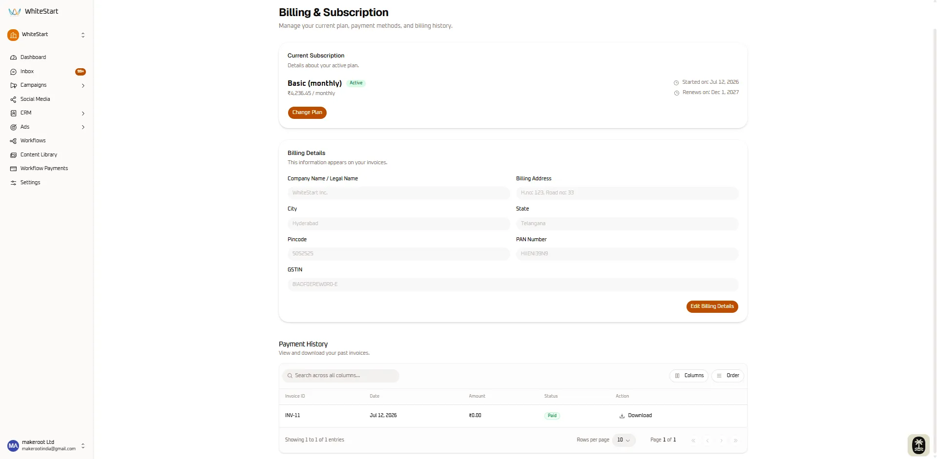 WhiteStart Workspace in Light Mode