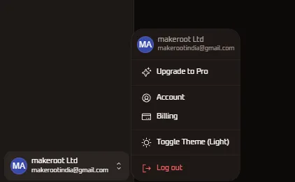 User Profile Menu Logout Action