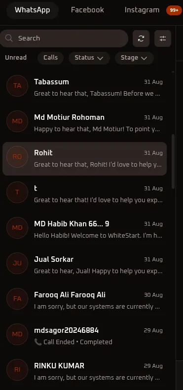 Whitestart Inbox Feed