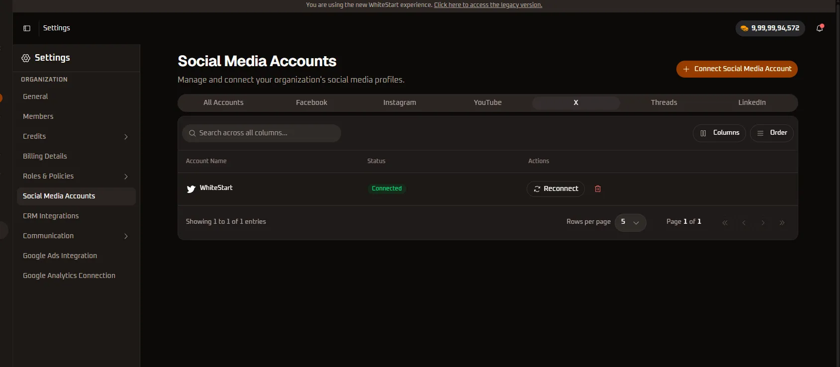 Connected X Accounts