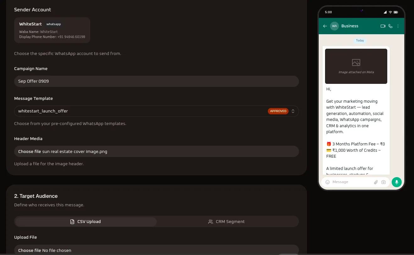 WhiteStart Campaign Template & Media Attached
