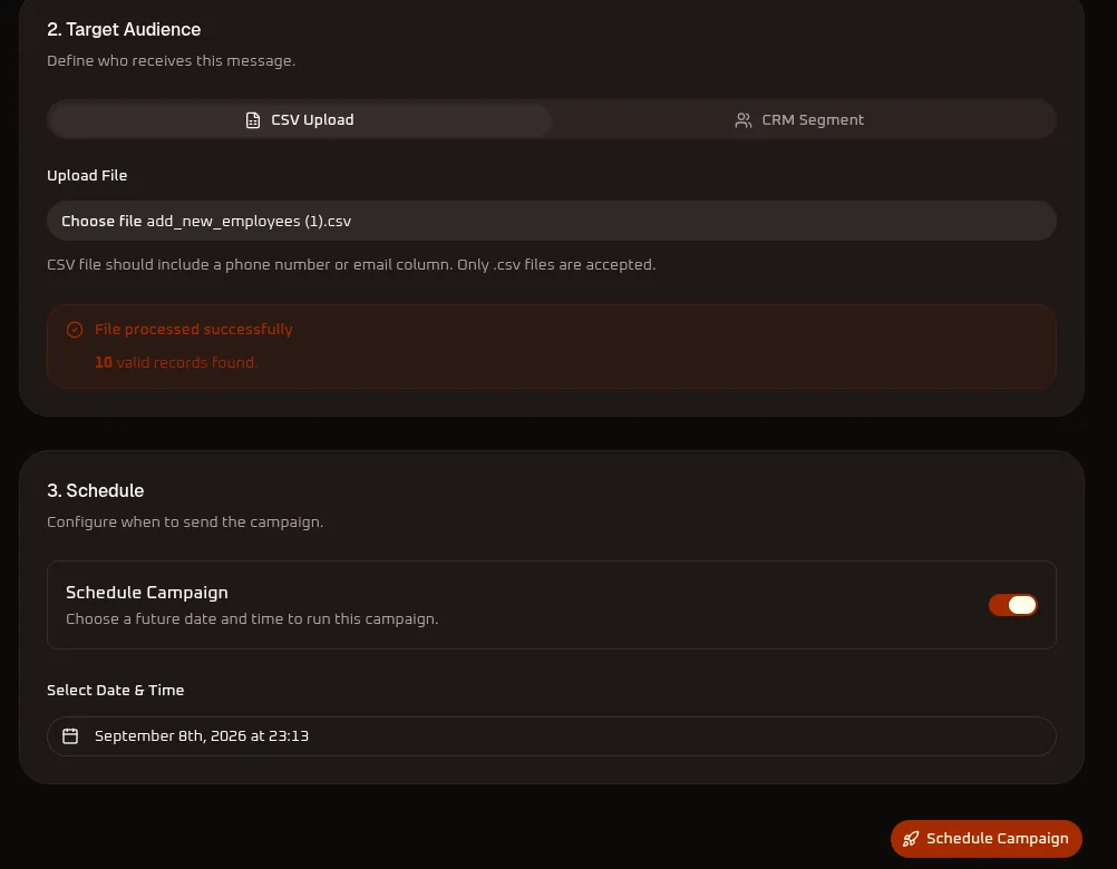 WhiteStart Email CSV Upload Target Audience