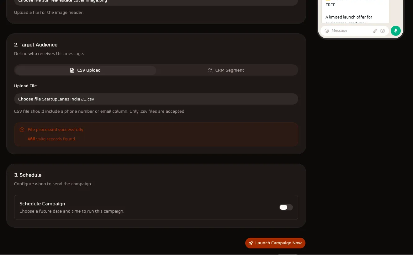 WhiteStart CSV Upload Target Audience