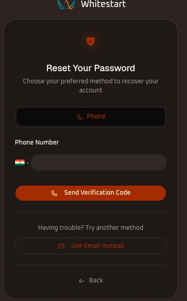 WhiteStart Reset via Phone Number