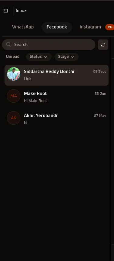 WhiteStart Facebook Inbox Feed