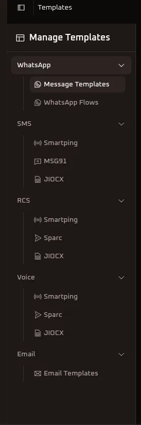 WhiteStart Manage Templates Submenu