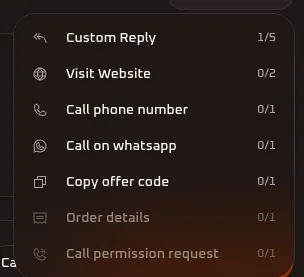 WhiteStart Action Buttons Selection List