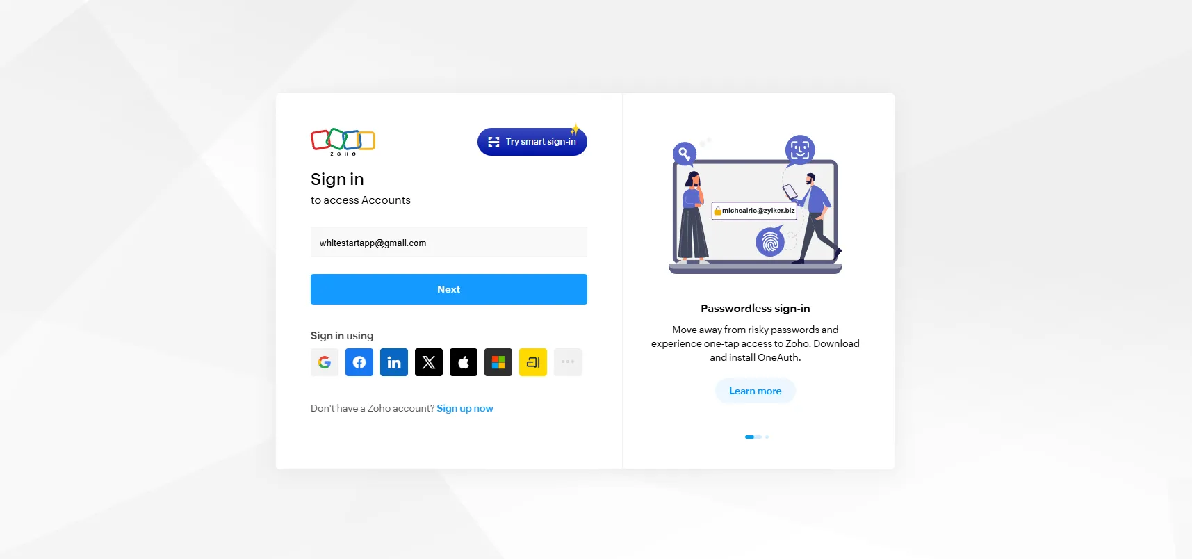 Zoho CRM Authentication Portal