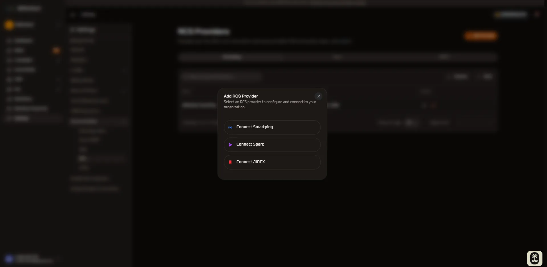 Add RCS Provider Modal