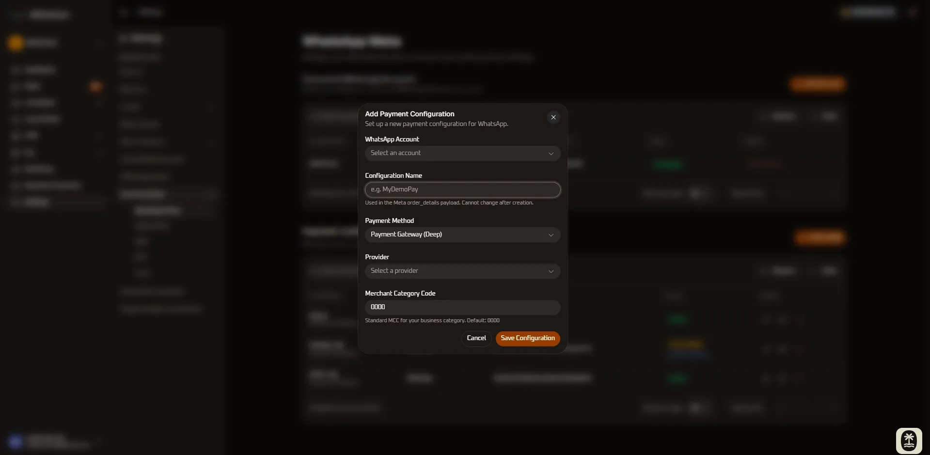 Add Payment Configuration
