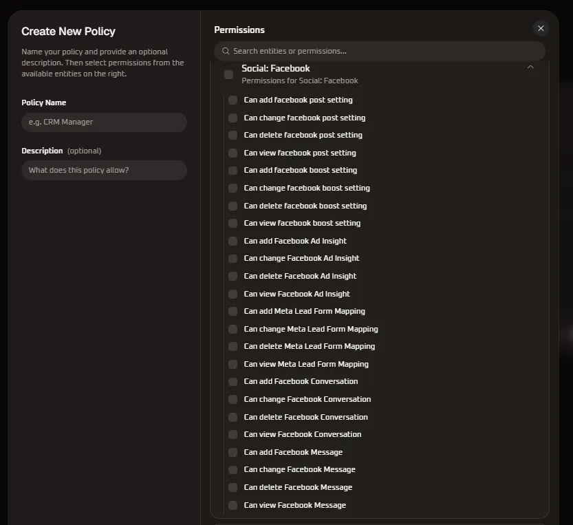 Social: Facebook Permissions Detail