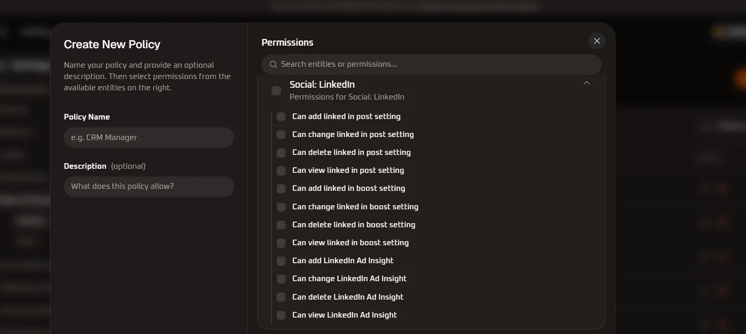 Social: LinkedIn Permissions Detail