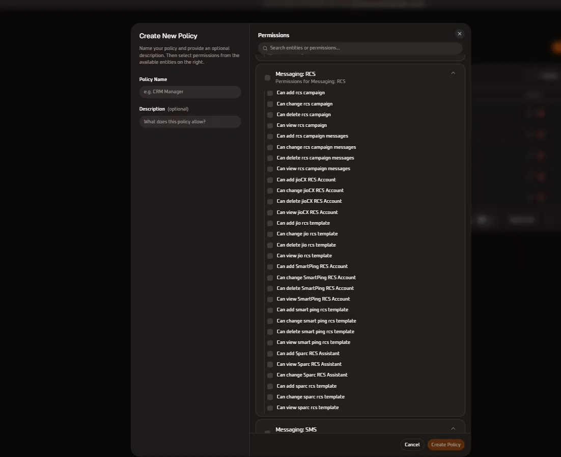 Messaging: RCS Permissions Detail
