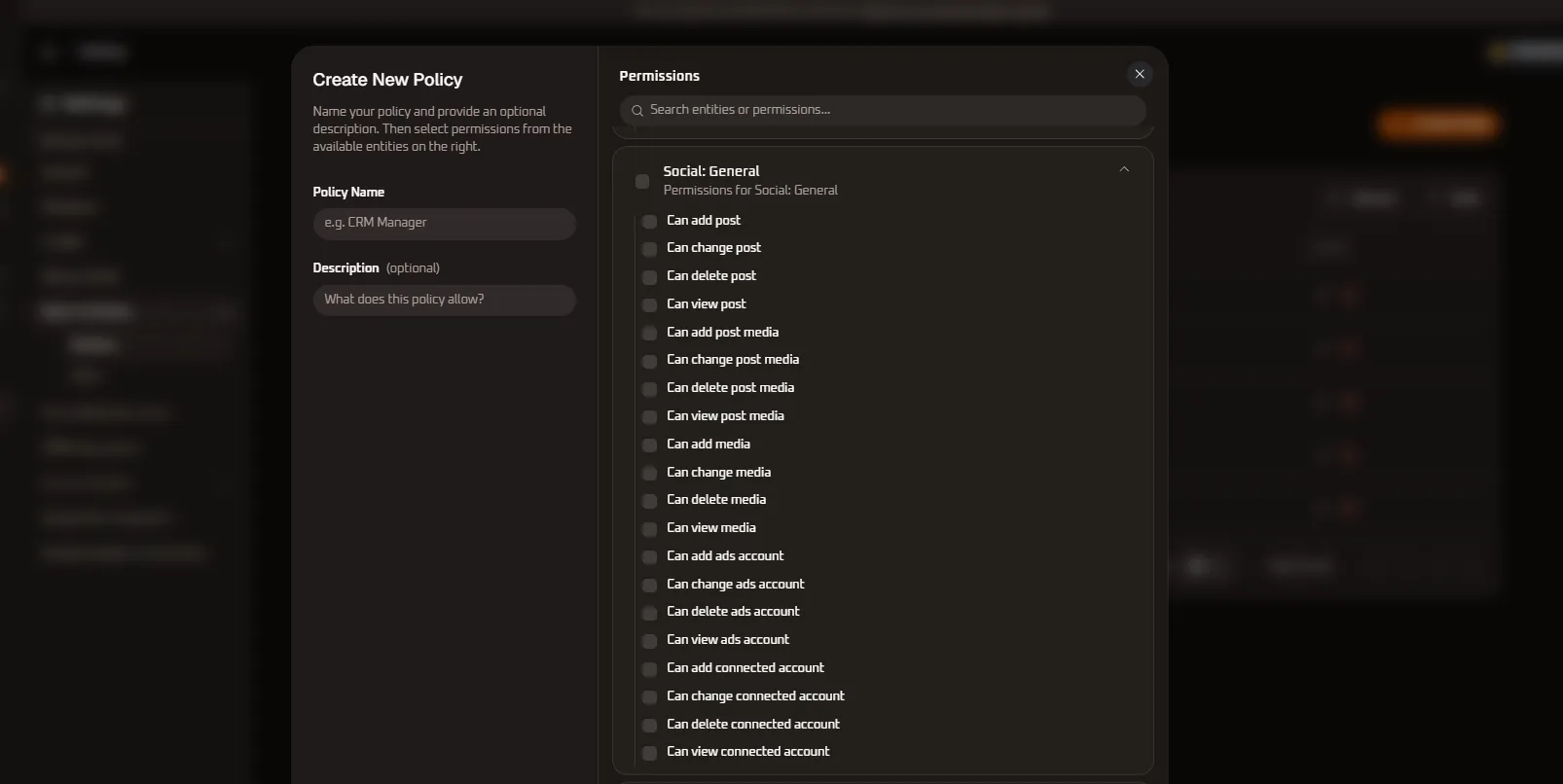 Social: General Permissions Detail