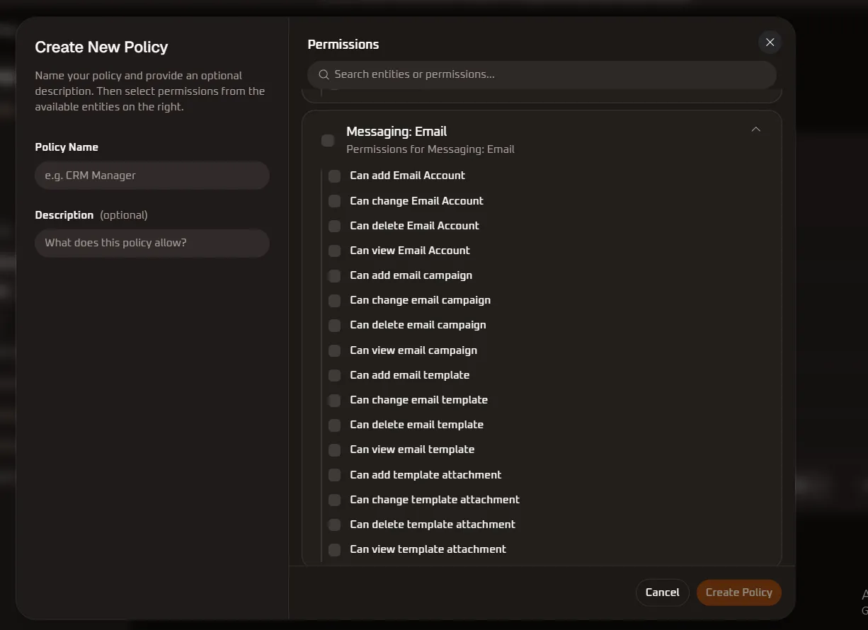Messaging: Email Permissions Detail