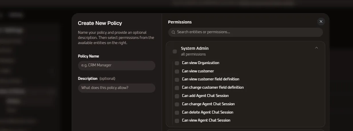 System Admin Permissions Detail