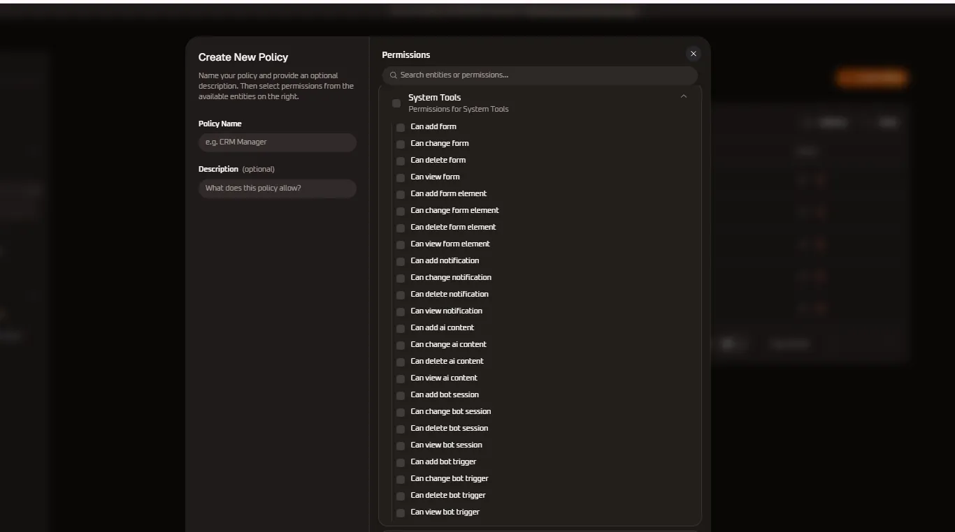 System Tools Permissions Detail