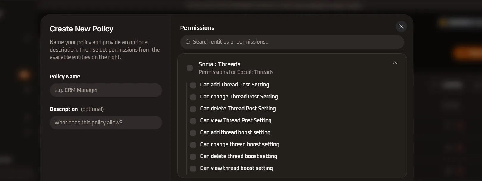 Social: Threads Permissions Detail