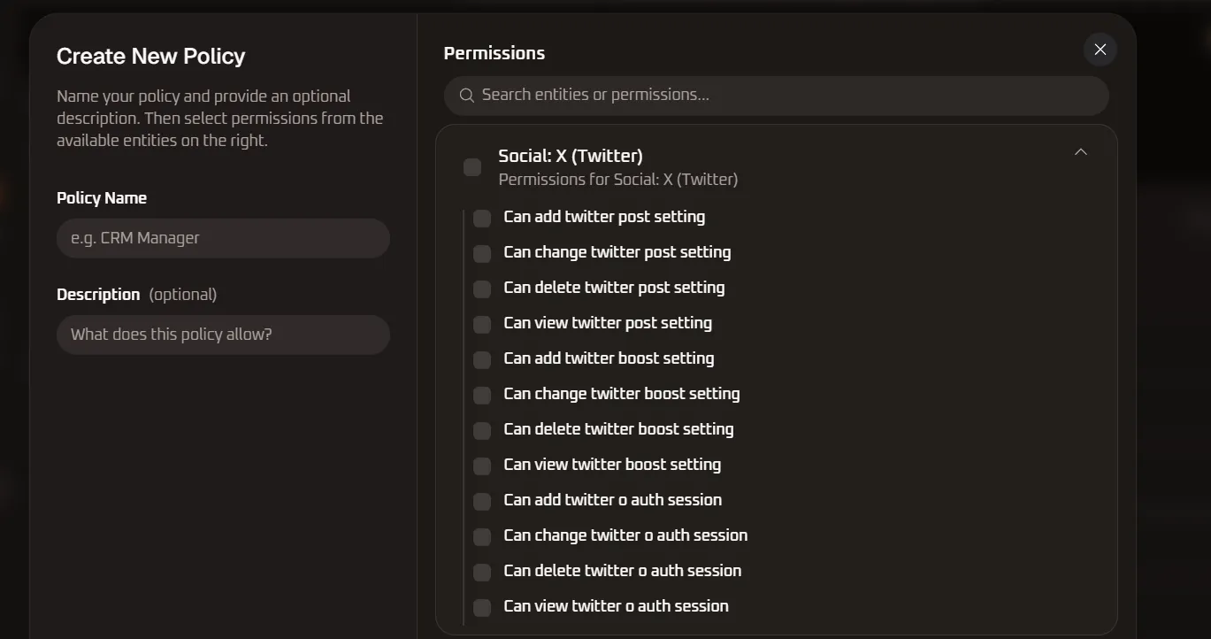 Social: X (Twitter) Permissions Detail