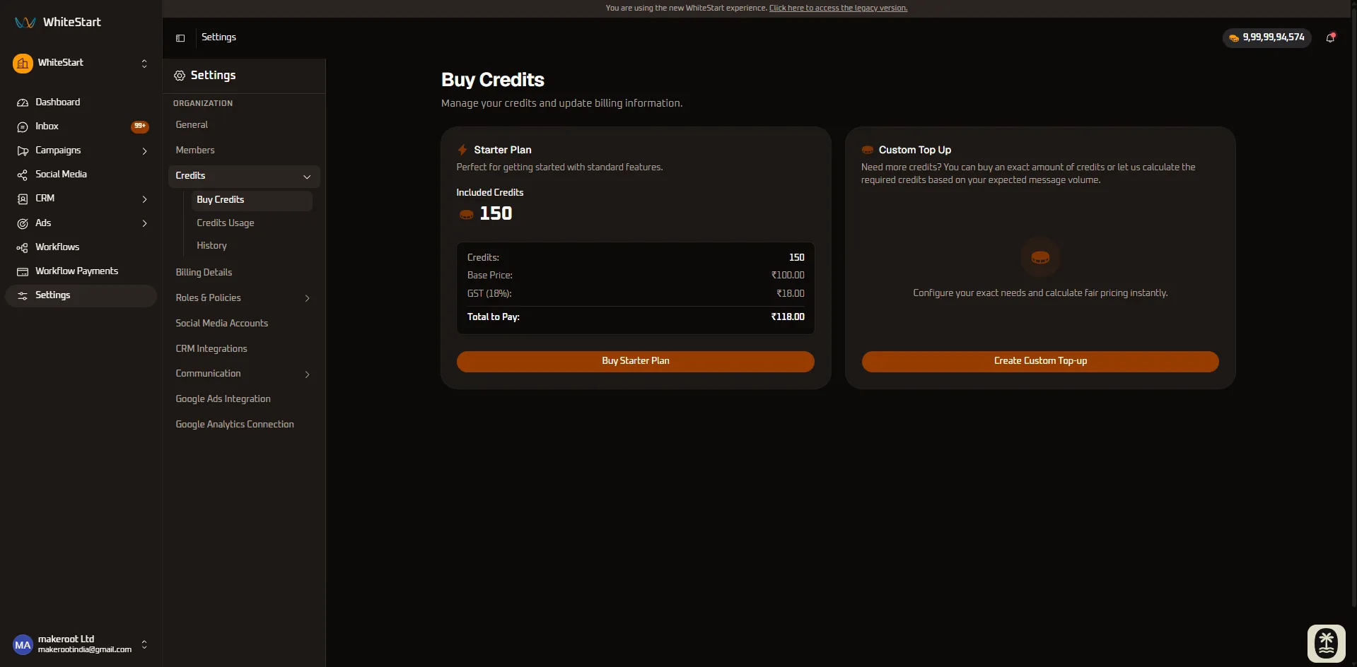 Buy Credits Overview