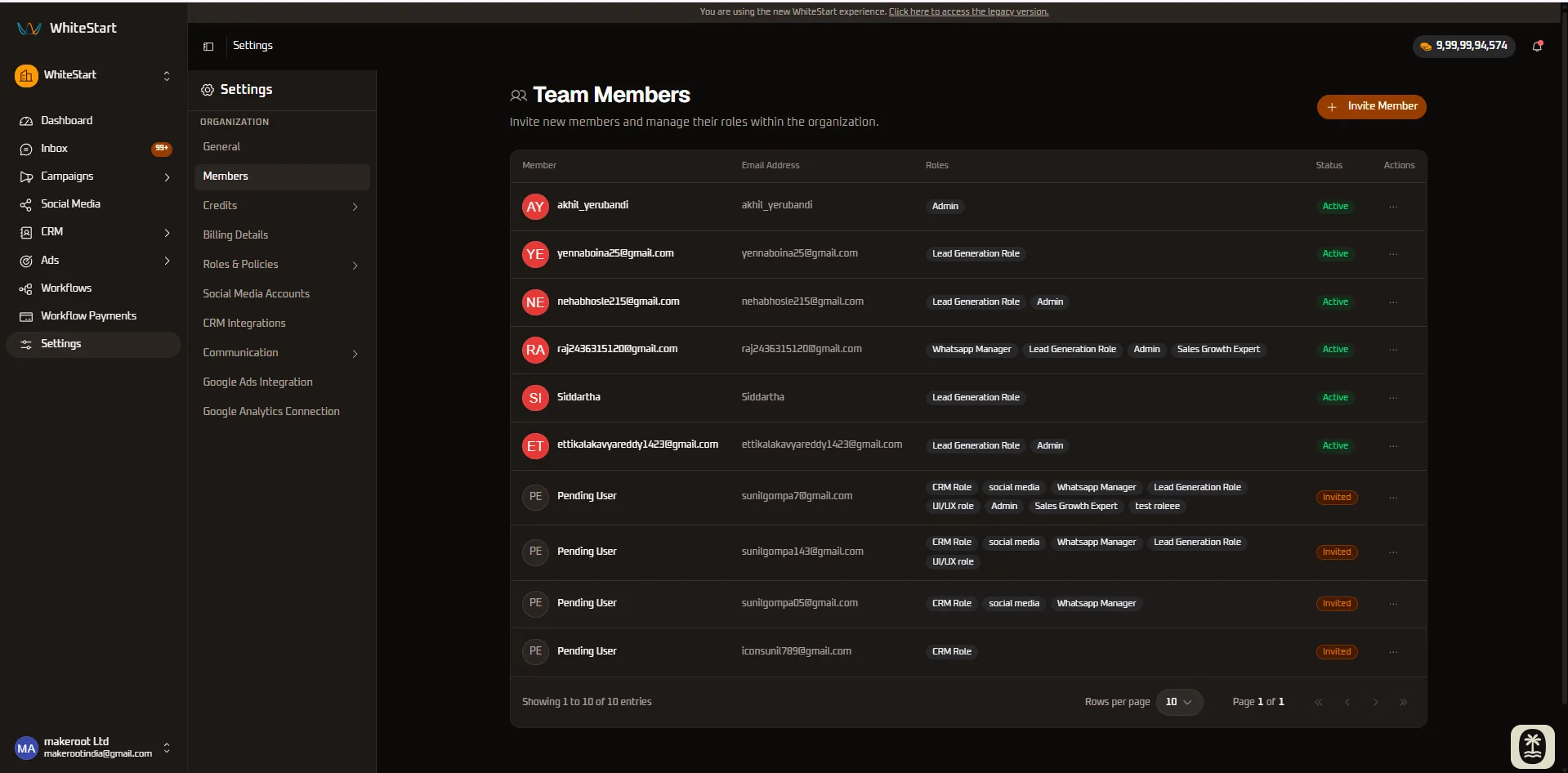 Team Members Page