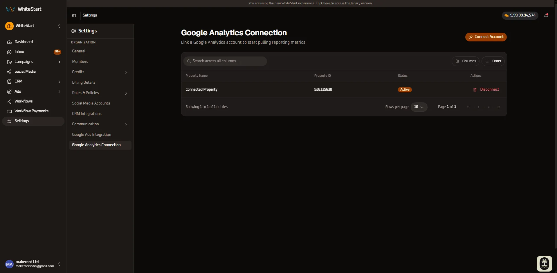 Google Analytics Connection